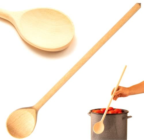 Mr.Woodware 60 cm Wooden Spoon for Cooking - Extra Long Handle Oval Wooden Spoon for Mixing, Stirring, Tasting, Brewing - Kitchen Wooden Utensils for Cooking and Crafts, Personalized Wood Burning