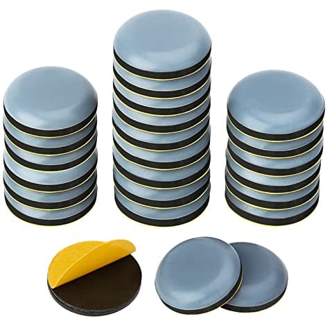 Fishing Fun 24 Stücke Selbstklebendes Teflon Gleiter-Gleitbrett, Bodenschutz Set für Teflon Möbelschieber, TM5, TM6 (Runde, Durchmesser), Runden, 22 x 5 mm