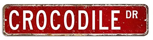 Krokodilschilder, Krokodil-Metallschilder, Tierschilder, personalisierbar, für den Außenbereich, Metall, Krokodil, Geschenk, Wandkunst, dekoratives Schild, Vintage-Dekoration, Bauernhaus,