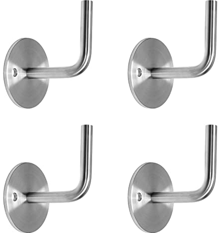PRIOstahl Handlaufhalter Wandhalter Handlaufstütze für Handlauf - 4 x Handlaufträger an die Wand 2-Loch mit M6 Innengewinde zum Anschrauben Rohr Befestigung aus Edelstahl V2A Geländer Treppe