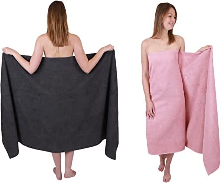 Betz 2 Stück Badetücher groß XXL Berlin Größe 100 x 200 cm Badetuch Saunatuch 100% Baumwolle Farbe Graphit - Lotus