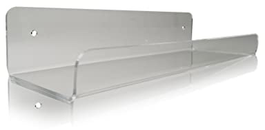 Djois TARIFOLD Made by 930143 Set of 2 Floating Shelves U Shaped Transparent Acrylic Wall Hanging Shelves for Bedroom, Toy, Books, Kitchen, Spices, Wall Storage 30cm W x 10cm D