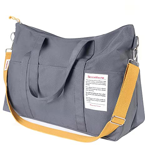 Tuscall Reisetasche Handgepäck Tasche Leicht Sporttasche Reise Weekender Waschbar für Damen Herren, Wochenendtasche Faltbare Strandtasche für Ausflüge, Gym, Übernachtungen, Flugzeug (Dunkelgrau)
