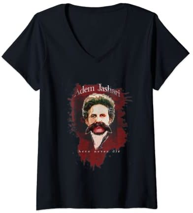 Damen Adem Jashari Hero never die T-Shirt mit V-Ausschnitt