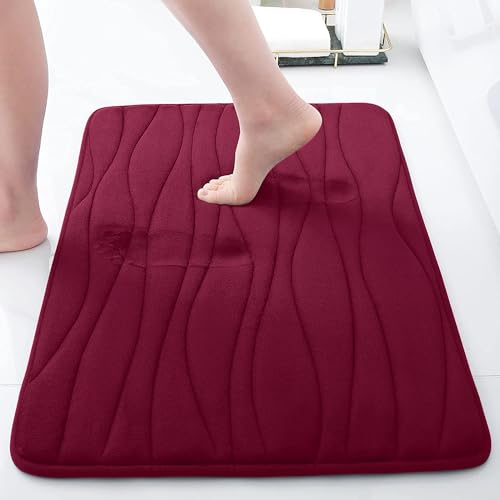Homaxy Memoryschaum Badezimmerteppich Weich Badematte rutschfest Badvorleger Saugfähige Badteppich Waschbar Duschvorleger - Weinrot, 60 x 120 cm
