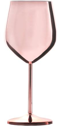 INTIRILIFE 2x Weingläser aus Edelstahl in Glänzend Rosé Gold - 21 x 9 cm - 400 ml - Bruchfeste Robuste Weinkelche Wein Glas unzerbrechlich Geschenkset Kelch