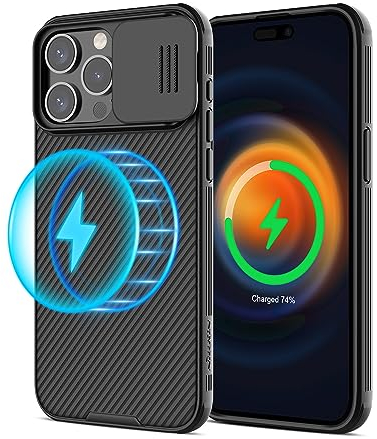 Nillkin für iPhone 15 Pro Hülle Kompatibel mit Magsafe Ultradünne Handyhülle Magnetische Schutzhülle mit Kameraschutz für iPhone 15 Pro 6,1 Zoll Case (Schwarz)