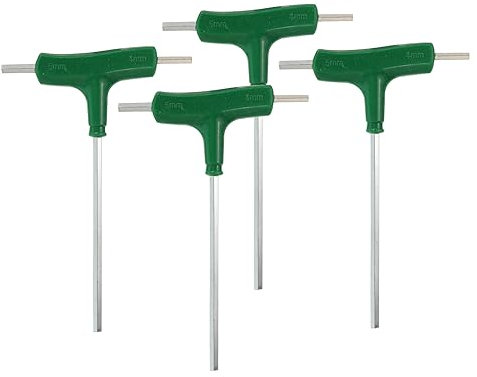 PATIKIL Three-Way Hex Wrench, 4 Pack 4mm&5mm T-Handle Hex Key Wrench Dual Male Ends Spanner for Chainsaw Tool Removal, Green