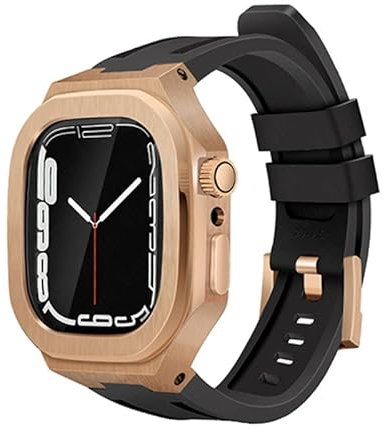 INFRI Luxuriöses Gehäuse 44 mm Modifikation Metall Nautilus Lünette für Apple Watch Band 8 45 mm Mod Kit Gummiband für iWatch Serie 8 7 SE 6 5 4, 45 mm, Achat