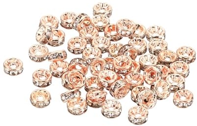 PATIKIL 4mm Spacer Beads, 100pcs Bead Spacers Rondelle Spacer Beads Rhinestone Small Round Bulk Glass Beads Crystal for Making DIY, Rose Gold