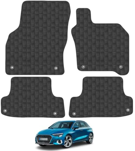 Audi A3 (2020+) [Mild Hybrid] 3mm Rubber Car Mats | Tailored Fit Durable Floor Mats Full Coverage Protection Waterproof Accessories Easy Clean Anti Slip Made in the UK