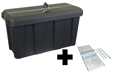 Deichselbox Daken Blackit Lite, Werkzeugkasten, Gurtkiste, Anhängerbox, Staukiste, Daken B24-2 + Horizontaler Halter HH441, Edelstahlhaus GmbH
