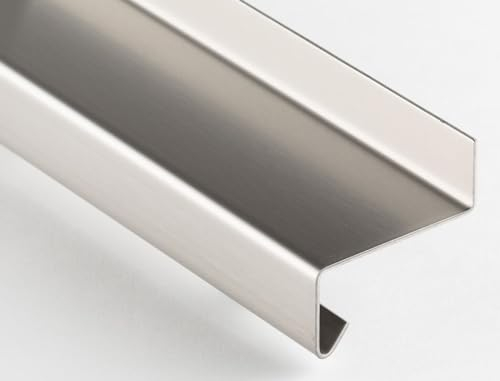 Fensterbank Tropfblech Edelstahl gebürstet 1,5mm Abschluss 5° T=50-400mm 500mm, 750mm, 1000mm, 1500mm oder 2000mm (Fensterbank 1,5mm Edelstahl 2000mm, 15/40/300/25)