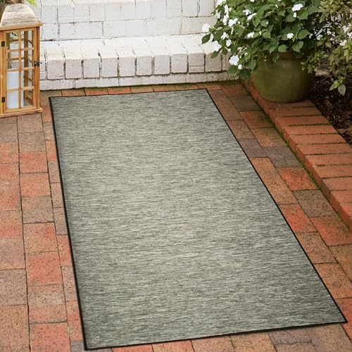 CARPETIA Teppich für Innen- und Außenbereich Terrasse Balkon Veranda Läufer beidseitige verwendbarkeit wetterbeständig Teppich Sisaloptik meliert in anthrazit, 60 x 100 cm