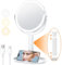 Gospire 8'' Schminkspiegel mit Beleuchtung, Kosmetikspiegel 10fach, 80 LED Kosmetikspiegel mit Vergrößerung, 3 Farben licht, 360° Drehbar Doppelseitig Vergrößerungsspiegel, Weiß