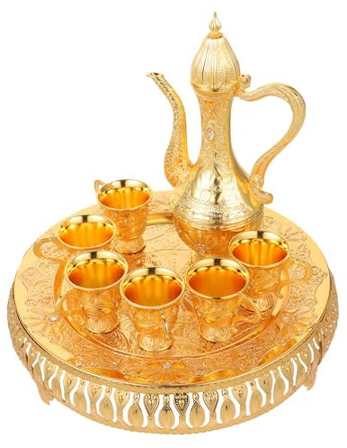 OUNONA Metall-weinkanne-Set Feine Weinbecher Tee-servierset Im Vintage-Stil Teeservice Aus Metall Teebehälter-Set Wein-servierset Für Zuhause Und Büro