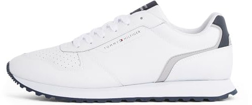 Tommy Hilfiger Runner Sneaker Hombre Runner Eva Mix Flag de piel, Blanco (White), 42