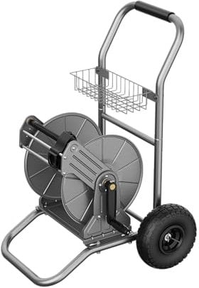 Giraffe Tools Garden Hose Reel Cart with 2 Wheels, Heavy Duty Metal Water Hose Reel Cart, 200 ft of 1/2 or 150ft of 5/8 Capacity, Mobile Hose Reel Cart for Outside