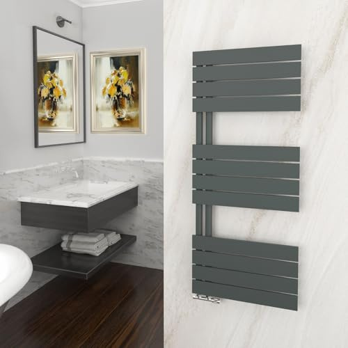 GY Bath Badheizkörper 1200x500mm, Anthrazit Handtuchhalter Heizkörper Flach, Handtuchheizkörper Seitenanschluss Handtuchwärmer Handtuchtrockner 589W
