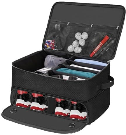 Auto-Golftasche, 2-lagig, Golfer-Schließfach, wasserdicht, 2 Schuhfächer, Golftasche mit belüftetem Fach für Bälle, Tees, Kleidung