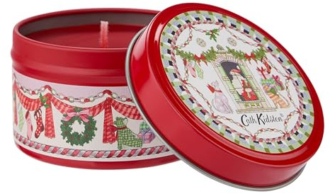 Cath Kidston A Doll's House | Festive Tin Candle 100g Red Berry & Cedar | Travel Size & Vegan Friendly | Beauty Gift for Her | Christmas Stocking Filler
