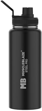MuscleBlaze Sports Insulated Bottle for Gym, Office, Home & Travel | Insulated Bottle for Adults (1 L, Stealth Black)
