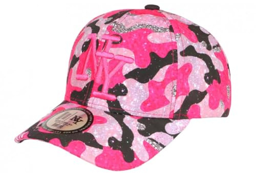 Hip Hop Honour Berretto da bambino rosa nera Glitterly NY Baseball 7 a 12 anni - Taglia: Taglia unica - Colore: Rosa - Ragazzo, Rosa, taglia unica