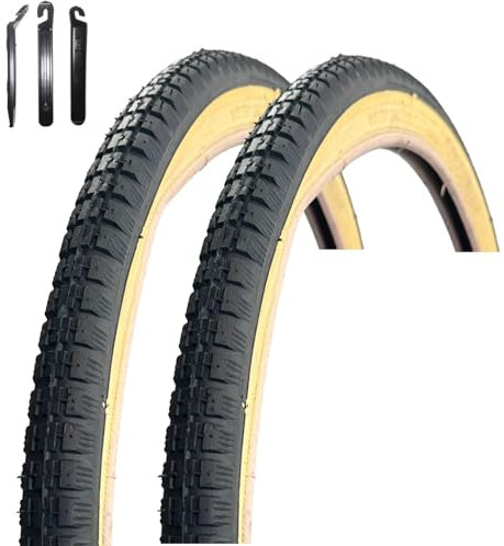 maxxi4you 2 x VEE Rubber V015 14 Fahrradreifen Schwarz/Gumwall 44-288 (14 x 1 3/8 x 1 5/8) inkl. maxxi4you Reifenheber