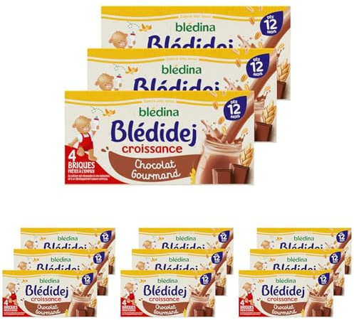 Blédina Blédidej - Céréales bébé Lactées Chocolat Gourmand - Dès 12 Mois - 12 briques de 250mL (Lot de 4)