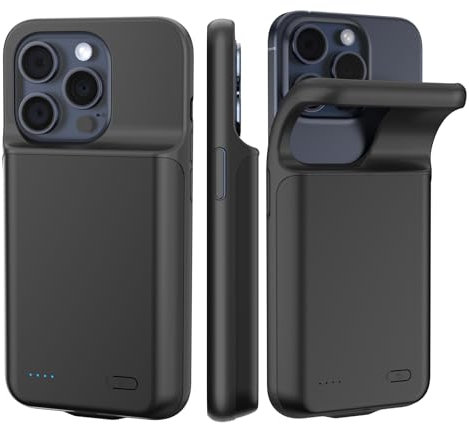 Coque de batterie pour iPhone 16 Pro, 7 000 mAh, coque de charge rechargeable fine et portable compatible avec iPhone 16 Pro, coque de chargeur de batterie de téléphone portable, noir