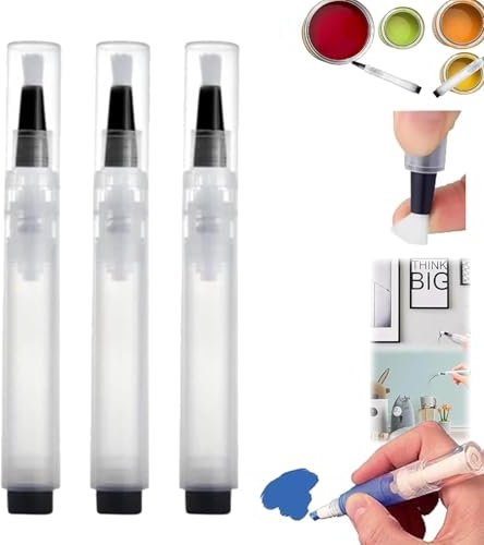 Fillable Touch up Paint Pen Brush, Touch Up Paint Pen, Paint Pen for Wall Touch Up,Slobproof Paint Pen Brush, Refillable Paint Brush Pens for Walls, Furniture,Kitchen Cabinet,Wood,Floor,Window (3 pcs)