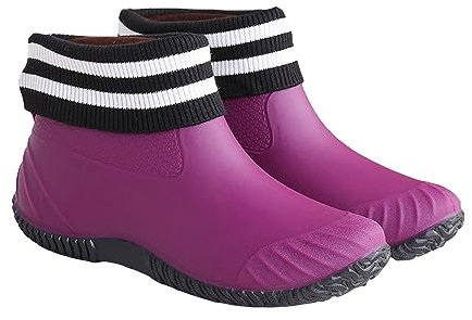Scarpe da pioggia da donna alla moda, casual, con interno alto, in cotone, rimovibili, con esterno piatto antiscivolo, multifunzione, stivali da pioggia in tubo da donna, Viola, 39 EU
