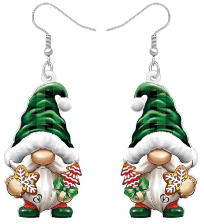 DALANE Acryl Niedliche Weihnachten Gnome Ohrringe Urlaub baumeln Gnome Geschenke für Damen Mädchen Dekorationen, lustige Lebkuchen Kekse Festival Xmas Baum Winter Schmuck Zubehör