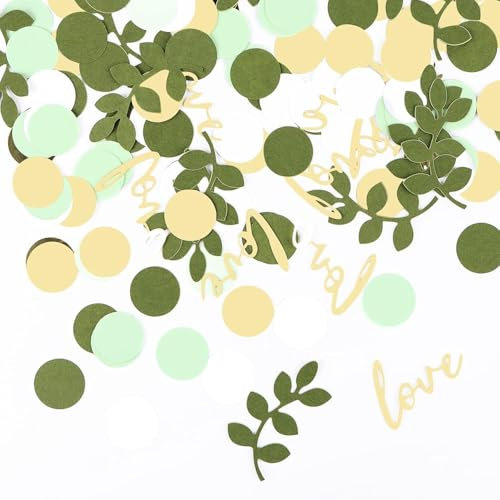 MaiLence Love Konfetti Grün Gold 200 Stück, Konfetti Tischdeko Hochzeit Deko, Valentinstag Deko Streudeko Love Glitzer Streudeko für Geburtstag, Hochzeit, Verlobung, Heiratsantrag, Valentinstag