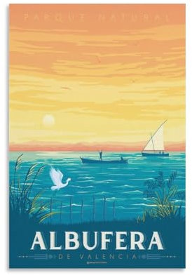 LZTEN Berühmte Stadt Natur Landschaft Poster Albufera Valencia Spanien Reise Kunstdruck Kunst Wanddekoration Poster Familie Bar Restaurant Garage Cafe Kunst Schild Gif
