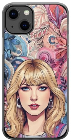 EZB Fun Pop Art Celeb Tayler iPhone Compatible Phone Case | Flexible Shock Absorbent Edges Colourful Unique Phone Cover | Pop Art Tayler (iPhone 15 Pro) Pink