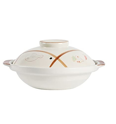 Pentola in terracotta, grande ciotola in ceramica con coperchio, pentola bollente con doppi manici for cucinare zuppe, stufati, casseruole, ciotola da forno in ceramica (770 ml)(1600ml)