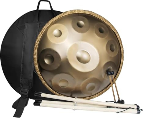 NXSLONE Zungentrommel,Handpan Drum, Handpan 9 Töne 440 Hz 22 Zoll Anfänger Handpan Instrument Handgefertigt D-Moll Harmonische Percussion