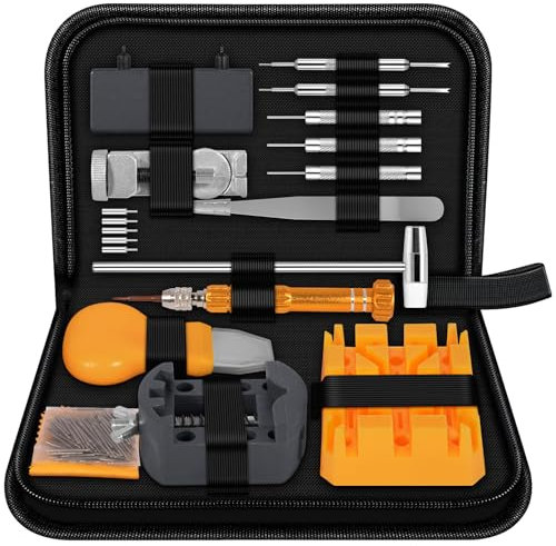 Cirulli Kit Outil Montre,Outil Montre pour Le Remplacement de la Batterie,Raccourcissant la chaîne de Montre,kit Reparation Montre,ouvrant l'arrière du boîtier,Tournevis,Outil de Montre réparation