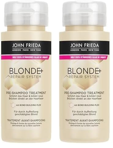 John Frieda BLONDE+ Repair System Pre-Shampoo Treatment - Inhalt: 100 ml - Mit Bond Building Plex - Für durch Aufhellung geschädigtes Blond - Schützt das Haar (Packung mit 2)