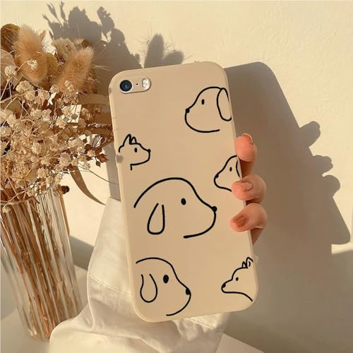 LIRASIRA Compatible with iphone 5/5s/SE Cute Dog Simple Liquid Silicone Soft Phone Case White