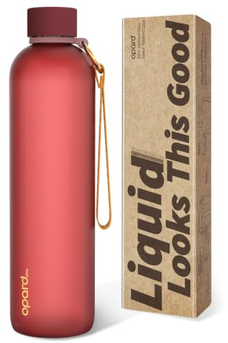 Opard Slim Trinkflasche 1l, Kohlensäure geeignet Wasserflasche, Water Bottle Spülmaschinenfest, BPA frei Plastik, Auslaufsicher Schraubverschluss, Flasche Sprudel geeignet Für Sport, Schule, Büro