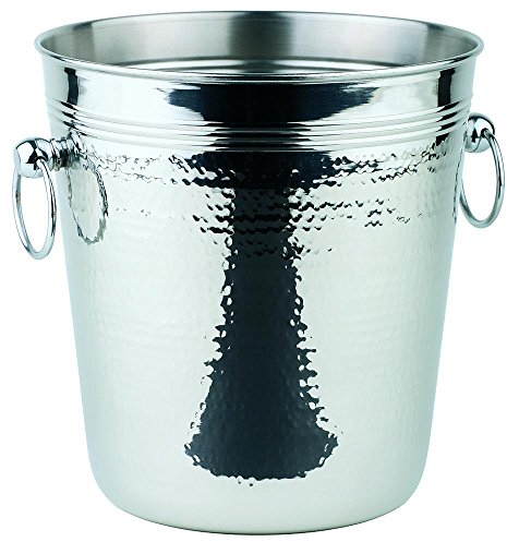 APS HAMMERSCHLAG refroidisseur de vin/champagne - refroidisseur de bouteilles en acier inoxydable hautement poli avec poignées annulaires solides et bord roulé - dimensions : 21 x 21 cm, hauteur : 21,5 cm, volume : 4 l