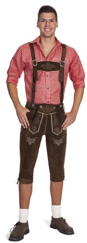 Gaudi-Leathers Herren E100 Trachten Lederhose Dunkelbraun Gr. 50