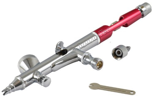 Agora-Tec® at- Airbrush Pistole Kit AT-ADA-03-red Double Action mit 0,2mm Düse und Nadel
