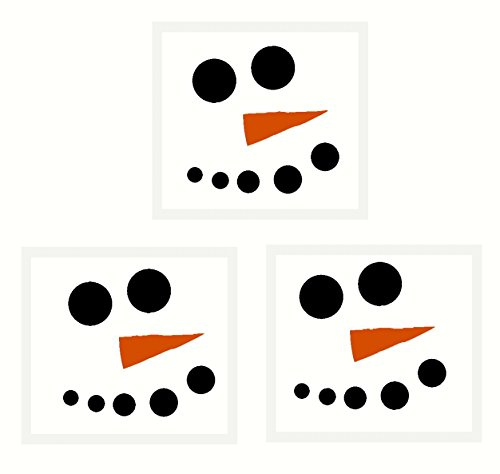 Décoration murale Plus Plus Wdpm3297 Bonhomme de neige Face avec carotte Nez Winter Autocollant mural Art pour saisonnier Décor, 7,6 cm, Noir/orange Nez, Lot de 3