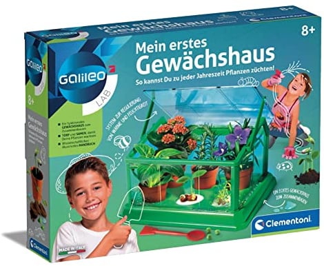 Clementoni 69490 Galileo Science Mi primer invernadero y semillas para minijardineros y botánicos en ciernes, juguete para niños a partir de 8 años
