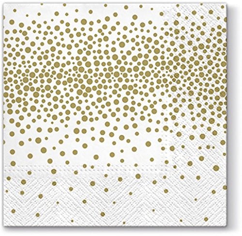 20 Servietten Konfetti gold/Muster/neutral/zeitlos 33x33cm