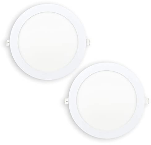 Popp® Pack x2 Placa Downlight LED Empotrable Circular 18W Luz Calida 3000K 1620Lumenes Corte de Techo Ø205mm, para cocina,pasillos,domitorio,salón (18W 3000K)