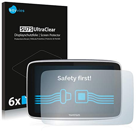 Savvies 6 Stück Schutzfolie für TomTom GO Premium X/TomTom GO Premium (6'') Displayschutz-Folie Ultra-Transparent